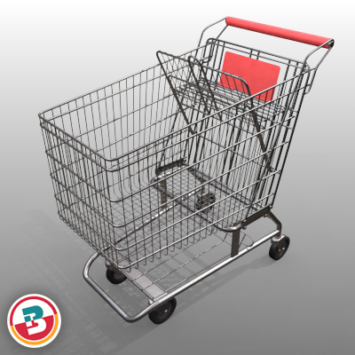 3D Model of Grocery Store Shopping Cart - 3D Render 9